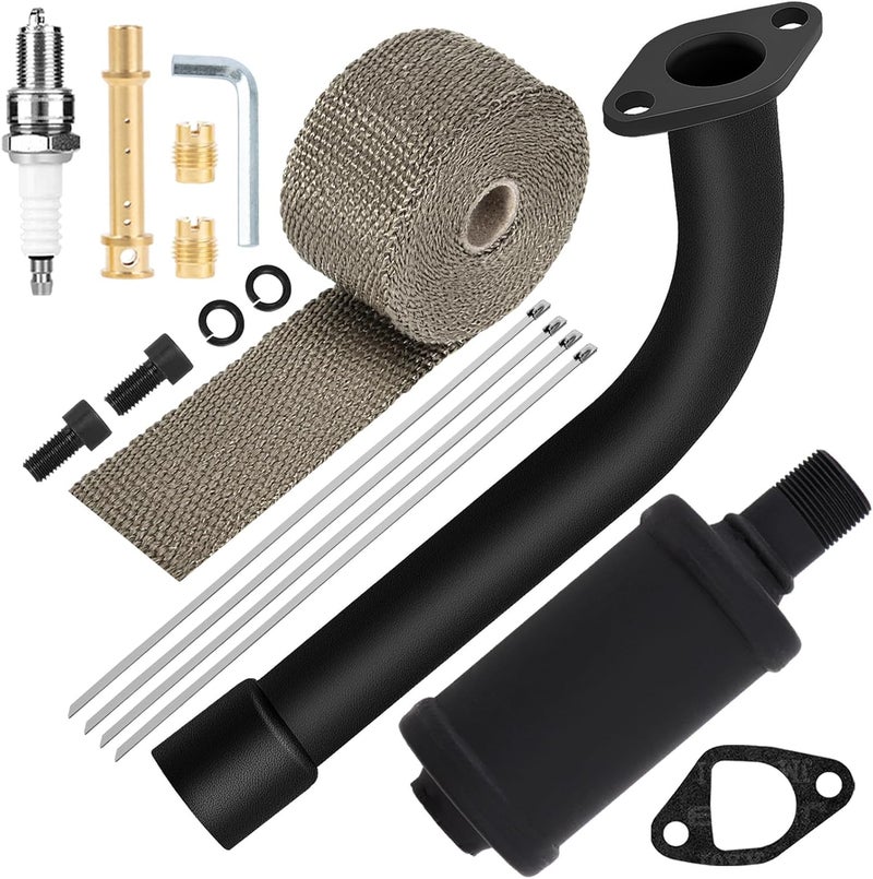 Sofo Upgraded Exhaust Header Pipe Muffler for Predator 212cc 196cc 224cc 200cc Coleman CT200u BT200X B200R KT196 Baja MB200 Go Kart Mini Bike w/Heat Shield Tape - Image 1
